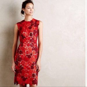 Anthropologie HD in Paris Red Lace Dress 00P